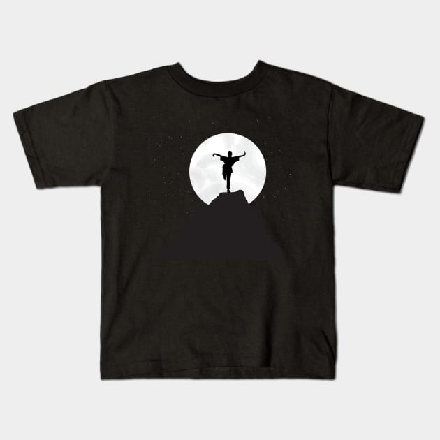 Kung fu fighter training on mountain top Kids T-Shirt by All About Nerds